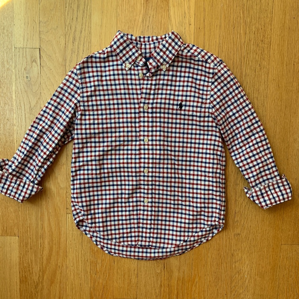 Boys Ralph Lauren red & blue plaid button up